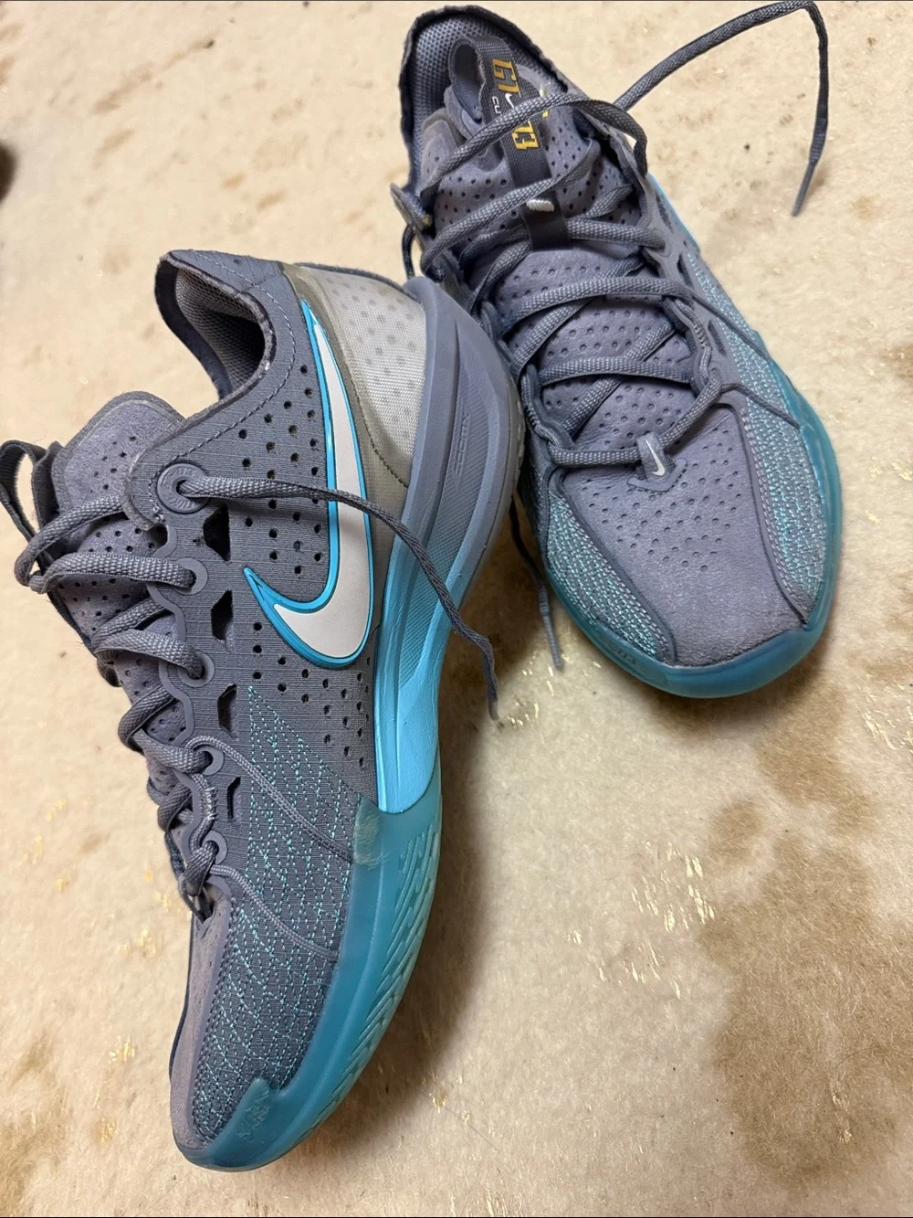 Gray and Teal Athletic Sneakers